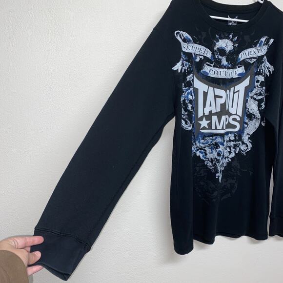 Tapout MPS Shirt Men’s XXL Black Thermal Waffle Knit Long Sleeve Y2K Grunge - Picture 2 of 7